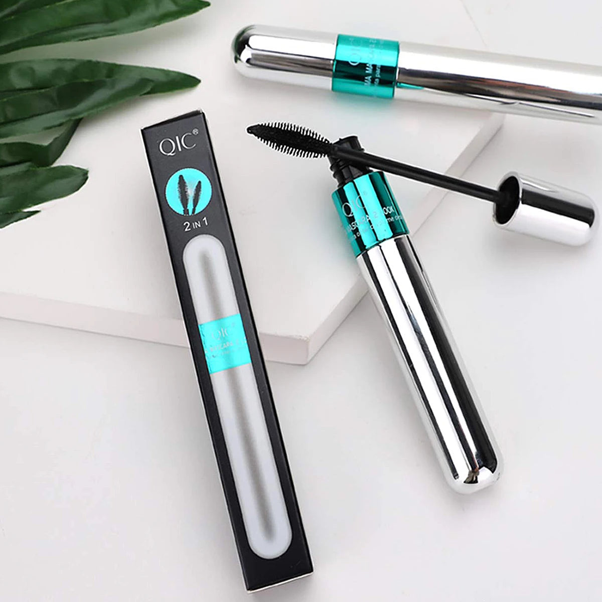 2-in-1 Waterproof Silk Fiber Mascara for Eyelash Extensions