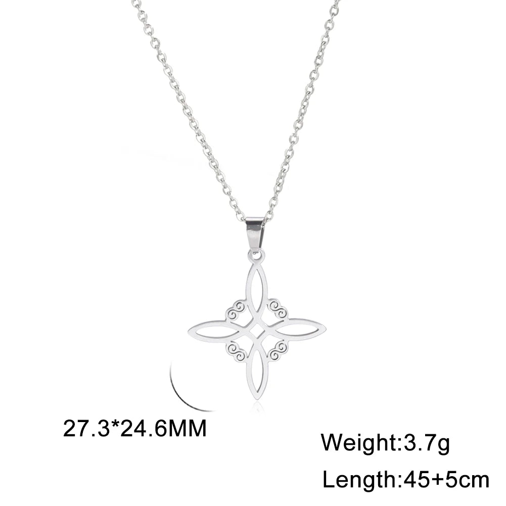 Skyrim Wicca Witch Knot Necklace – Stainless Steel Choker, Vintage Amulet Jewelry for Women
