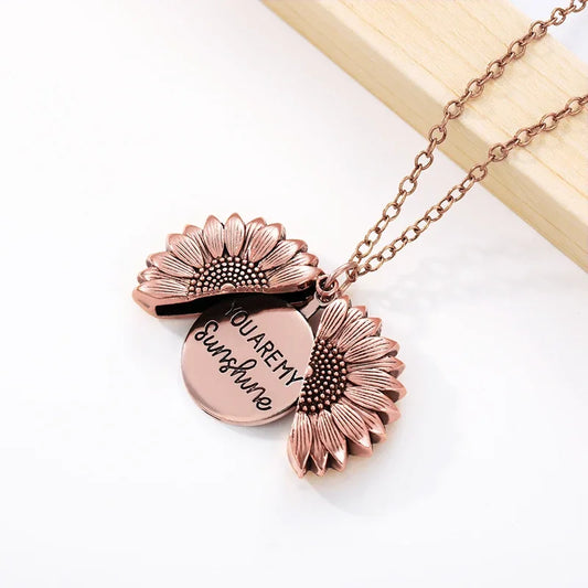 Open Locket Sunflower  Necklace