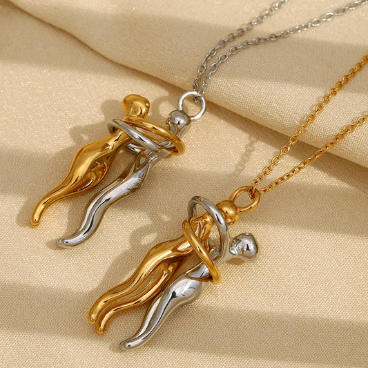 Mixed-Color Smooth Hug Pendant Necklace