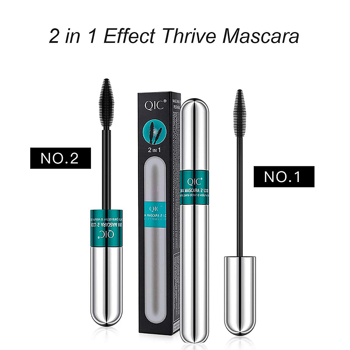2-in-1 Waterproof Silk Fiber Mascara for Eyelash Extensions