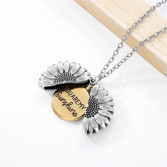 Open Locket Sunflower  Necklace