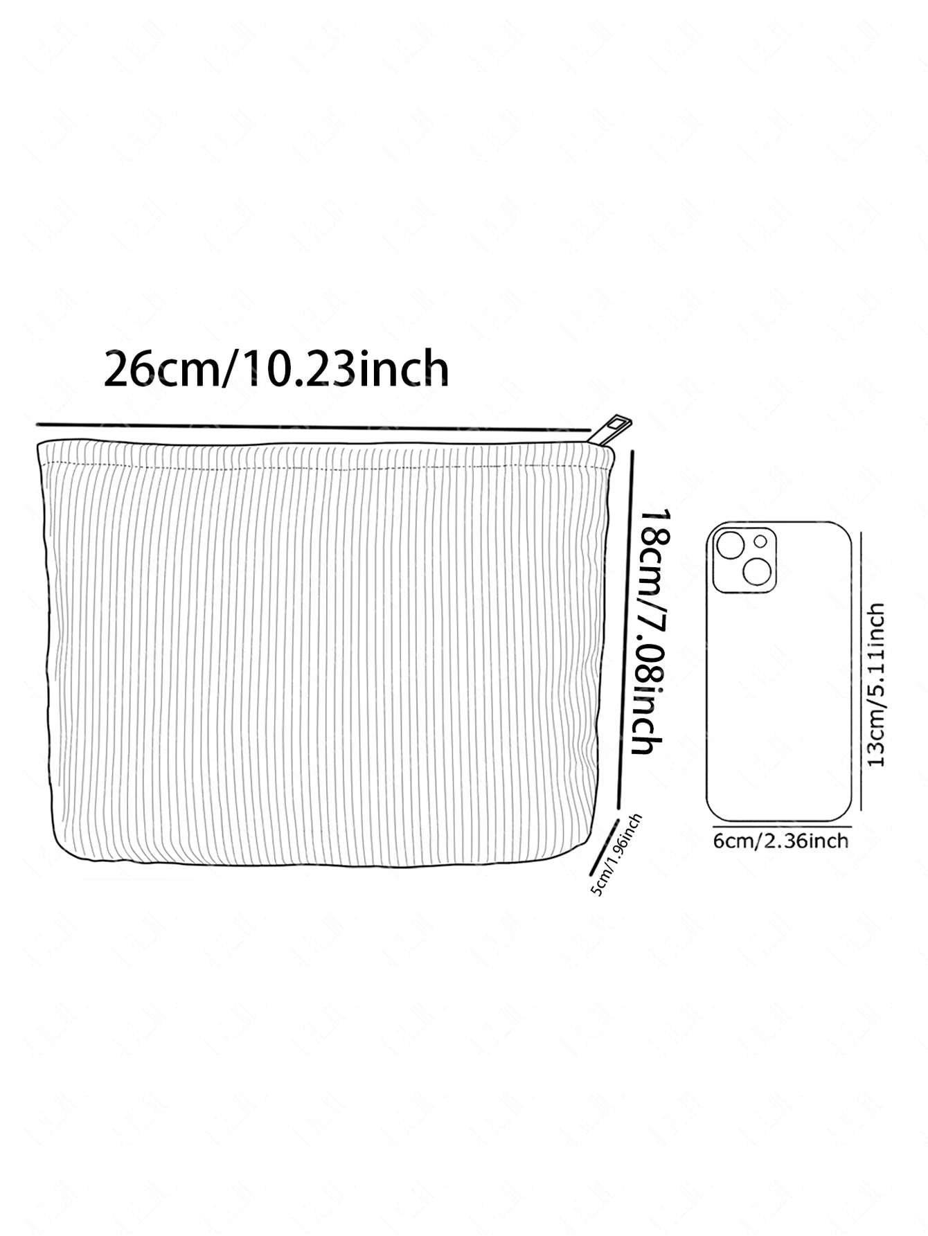 Branch Bird Pattern Corduroy Makeup Bag