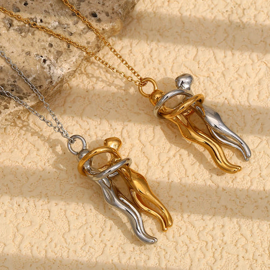 Mixed-Color Smooth Hug Pendant Necklace