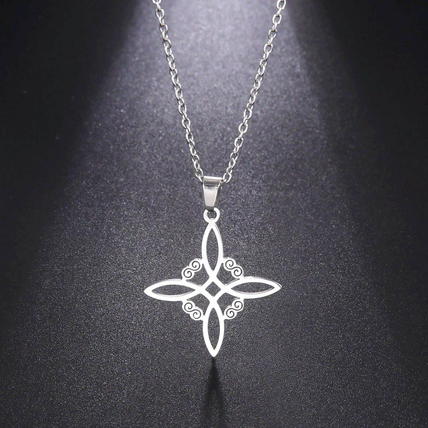 Skyrim Wicca Witch Knot Necklace – Stainless Steel Choker, Vintage Amulet Jewelry for Women