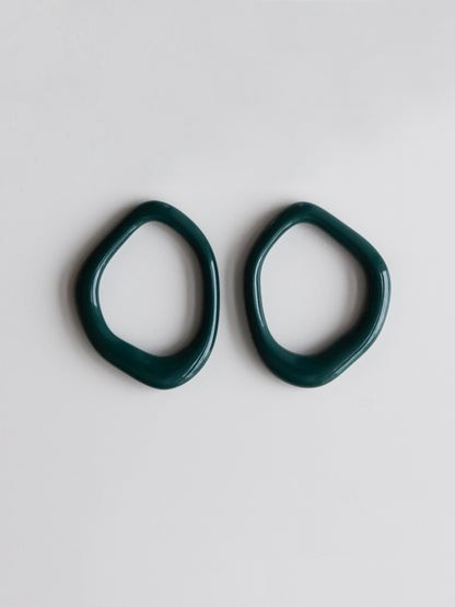 Arp Pearl and Porcelain Hoops - Dark Green